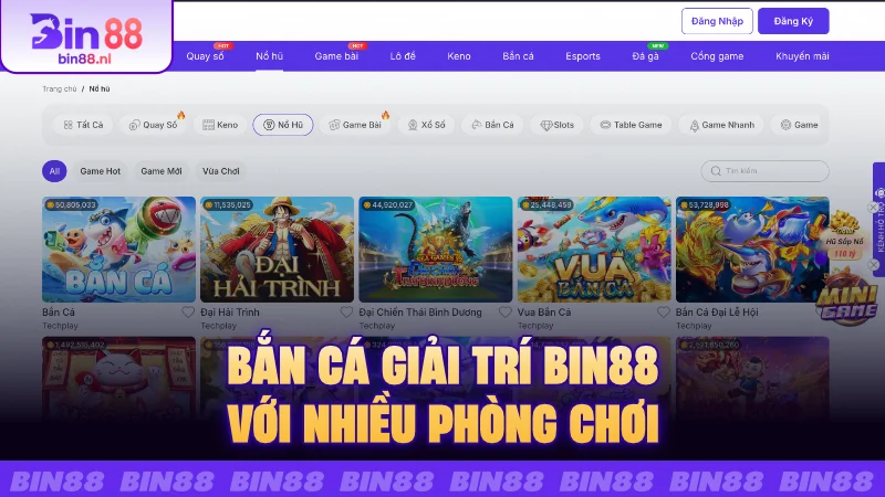Bắn cá giải trí BIN88 với nhiều phòng chơi